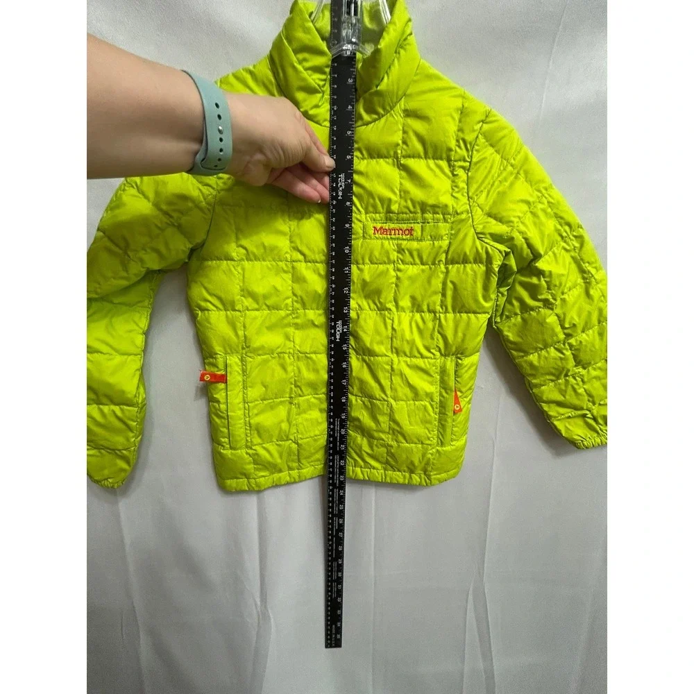 Marmot Kids Neon Lime Green Quilted Full Zip Puffer Jacket Small S/P